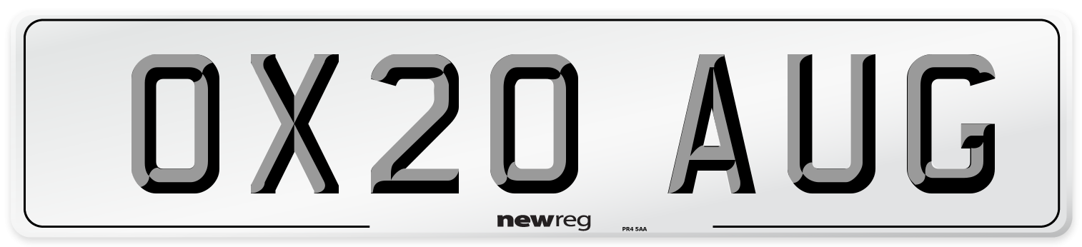 OX20 AUG Number Plate from New Reg